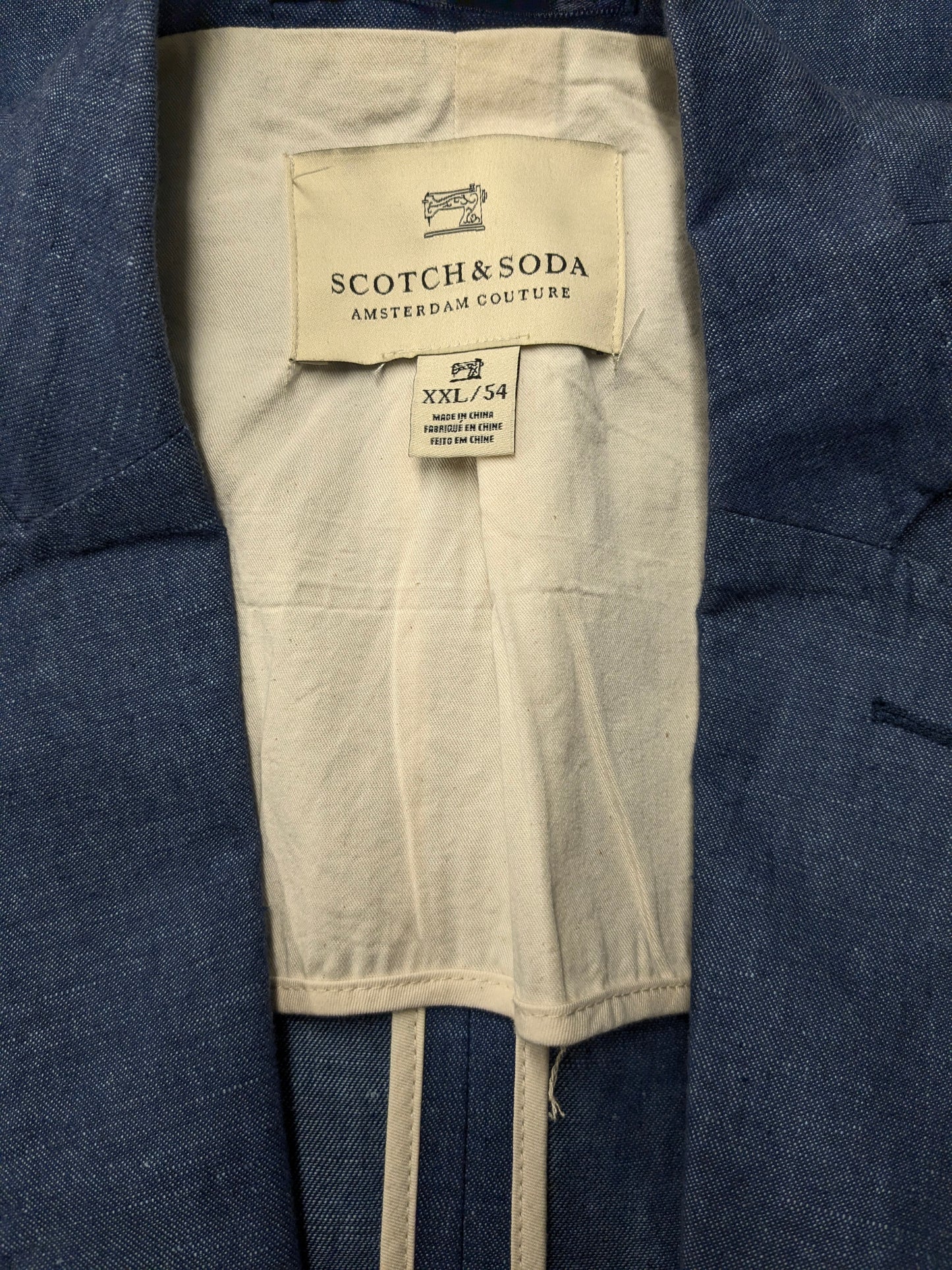 Scotch & Soda Linen Colbert. Moto blu. Taglia XXL / XL.