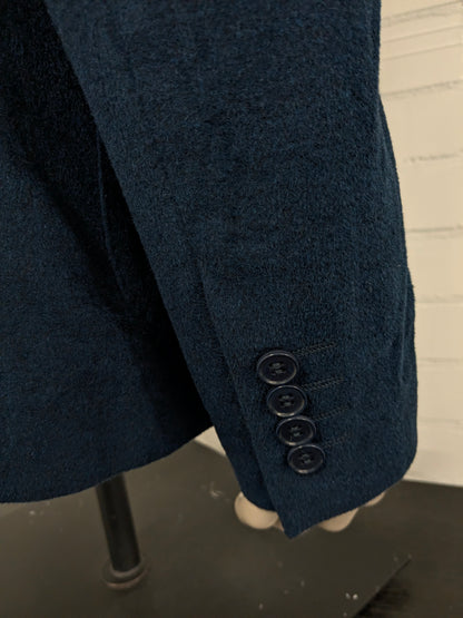 Stijn Helsen Woolen Cashmere Jacke mit Ellbogenstücken. Dunkelblau gemischt. Größe 58 / xl.