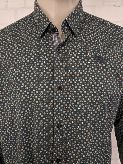 State of Art overhemd. Groene bloemen print. Maat 2XL / XXL. Regular Fit.