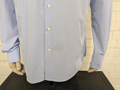 Suitsupply overhemd. Blauw Wit gestreept. Maat 44 / XL.