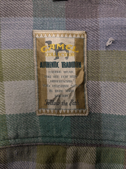 Vintage Camel Flanellen overhemd. Groen Blauw Bruine geblokt. Maat 2XL / XXL.