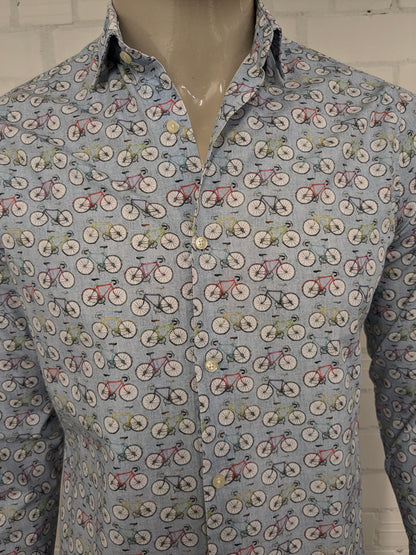 Camicia Wolff Blitz. Stampa di biciclette colorate. Taglia M.