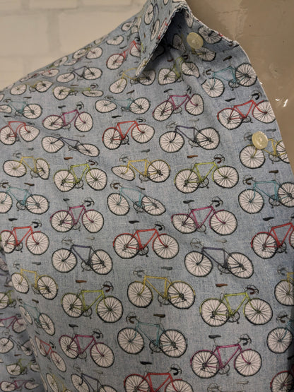 Camicia Wolff Blitz. Stampa di biciclette colorate. Taglia M.