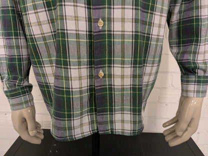 Vintage Lee shirt. Green yellow purple checkered. Size XL.