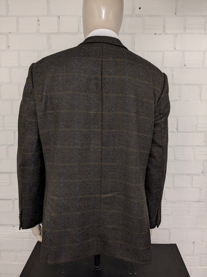 Feraud woolen jacket. Brown blue checked. Size 54 / L.