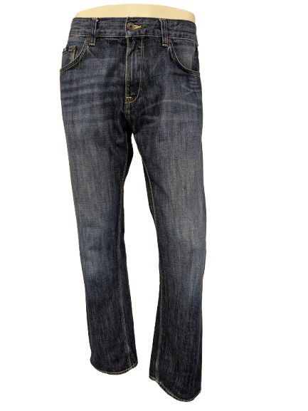 Boss Hugo Boss jeans. Donker Blauw gekleurd. Maat W35 - L32. Regular Fit.