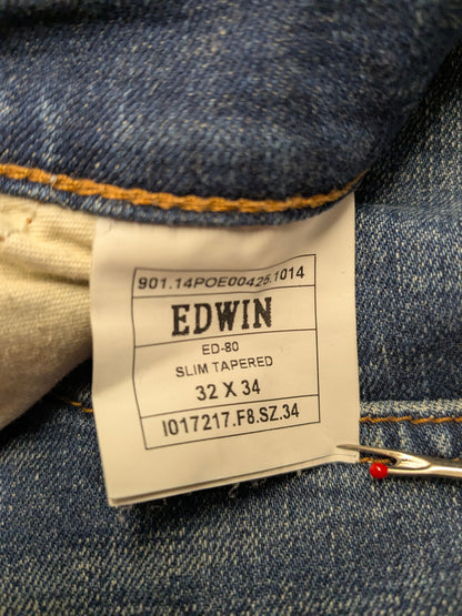 Edwin jeans. Blauw gekleurd. Maat W32 - L34. Slim Tappered.