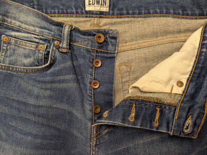 Edwin jeans. Blauw gekleurd. Maat W32 - L34. Slim Tappered.