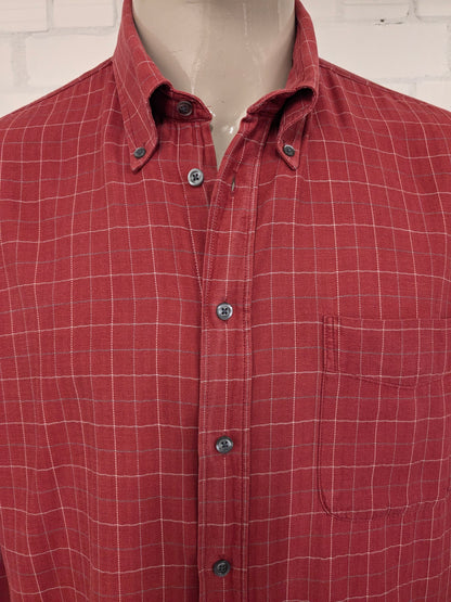 Vintage Gant Flanellen overhemd Rood geblokt. Maat XL.