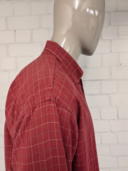 Vintage Gant Flanellen overhemd Rood geblokt. Maat XL.