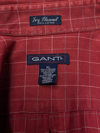 Vintage Gant Flanellen overhemd Rood geblokt. Maat XL.