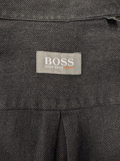 Vintage Hugo Boss sport overhemd. Grijs gestreept motief. Maat XL.