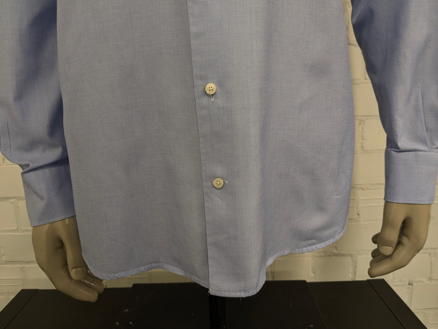 Suitsupply overhemd. Blauw Wit motief. Maat 46 / 2XL / XXL.