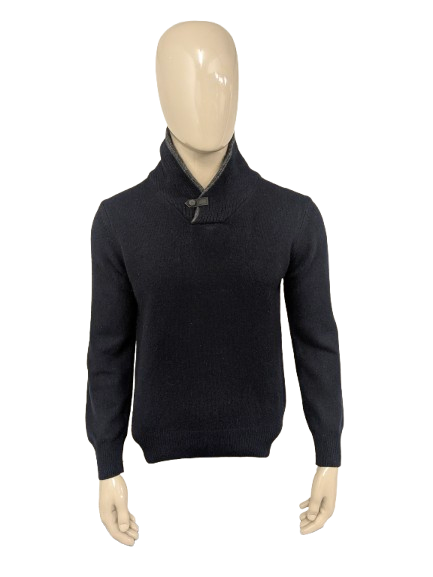 Hackett Woollen -Pullover mit sportlichem Kragen. Dunkelblau gefärbt. Größe M.