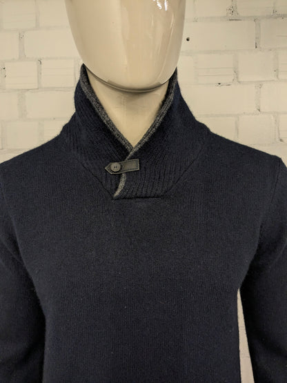 Hackett Woollen -Pullover mit sportlichem Kragen. Dunkelblau gefärbt. Größe M.