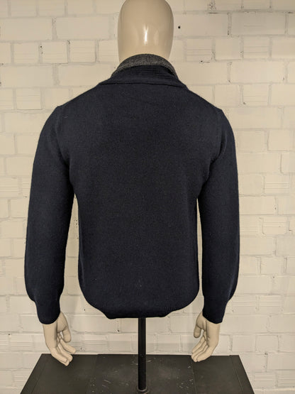 Hackett Woollen -Pullover mit sportlichem Kragen. Dunkelblau gefärbt. Größe M.