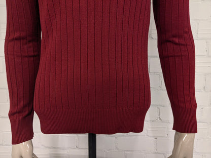 Cerace -Pullover mit Ellbogenflecken. Rot gestreiftes Motiv. Größe M.