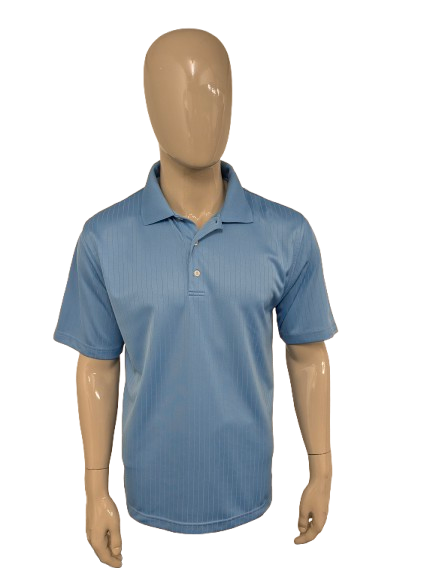 Vintage PGA Tour polo. Licht Blauw voelbaar gestreept motief. Maat L.