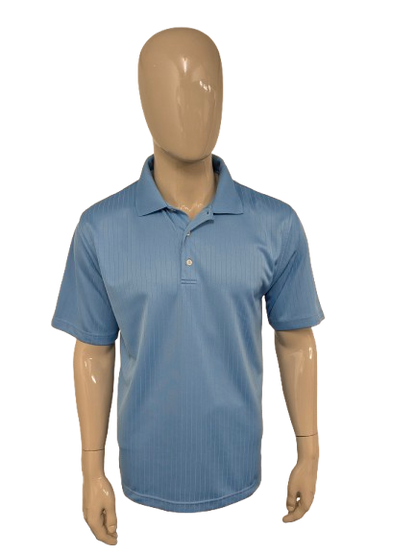 Vintage PGA Tour polo. Licht Blauw voelbaar gestreept motief. Maat L.