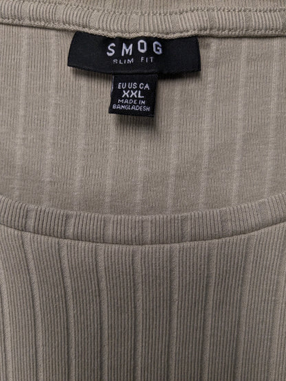 Smog shirt. Beige voelbaar gestreept motief. Maat XL. Slim Fit.