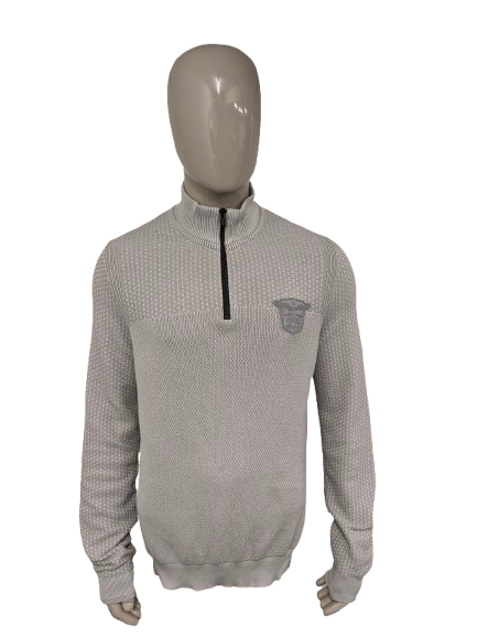 PME Legend trui  met rits. Beige Grijs gemêleerd. Maat L / XL.