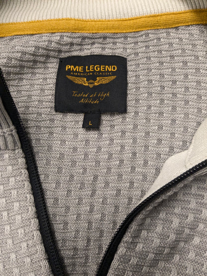 PME Legend trui  met rits. Beige Grijs gemêleerd. Maat L / XL.