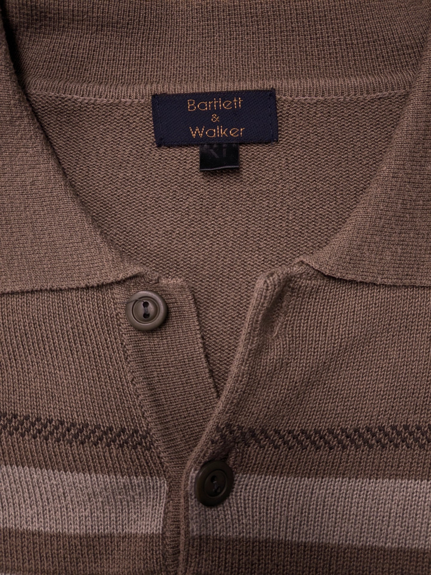 Vintage Bartlett & Walker polo trui. Groen Beige gestreept. Maat XL.