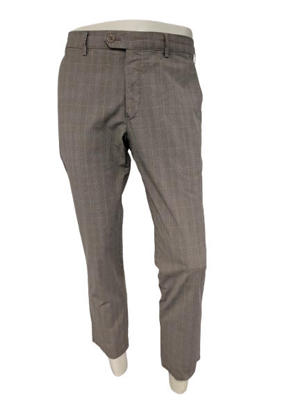 Meyer broek / pantalon. Beige Bruin geruit. Maat 25 (50 / M). Model Bonn.