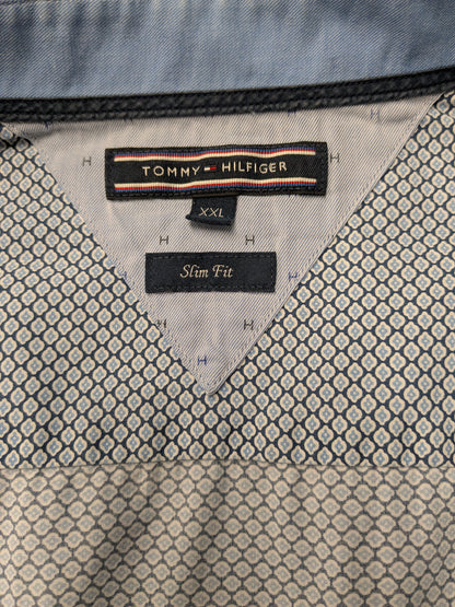 Tommy Hilfiger overhemd. Blauwe print. Maat 2XL / XXL. Slim Fit.