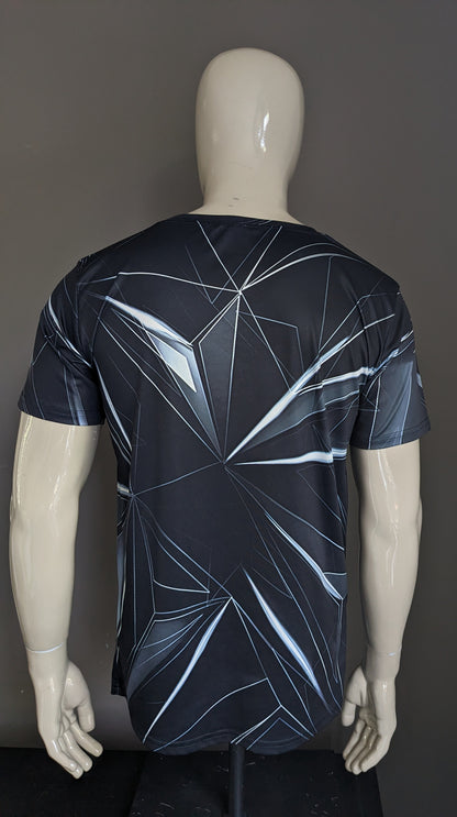 Shirt Print Gymgala. Impression gris noir. Taille xl. Extensible