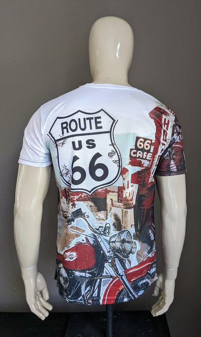 Chemise Route 66. Blanc rouge noir couleur. Taille M.