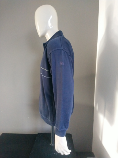 Vintage polotrui. Donker Blauw gekleurd. Maat S. valt ruimer