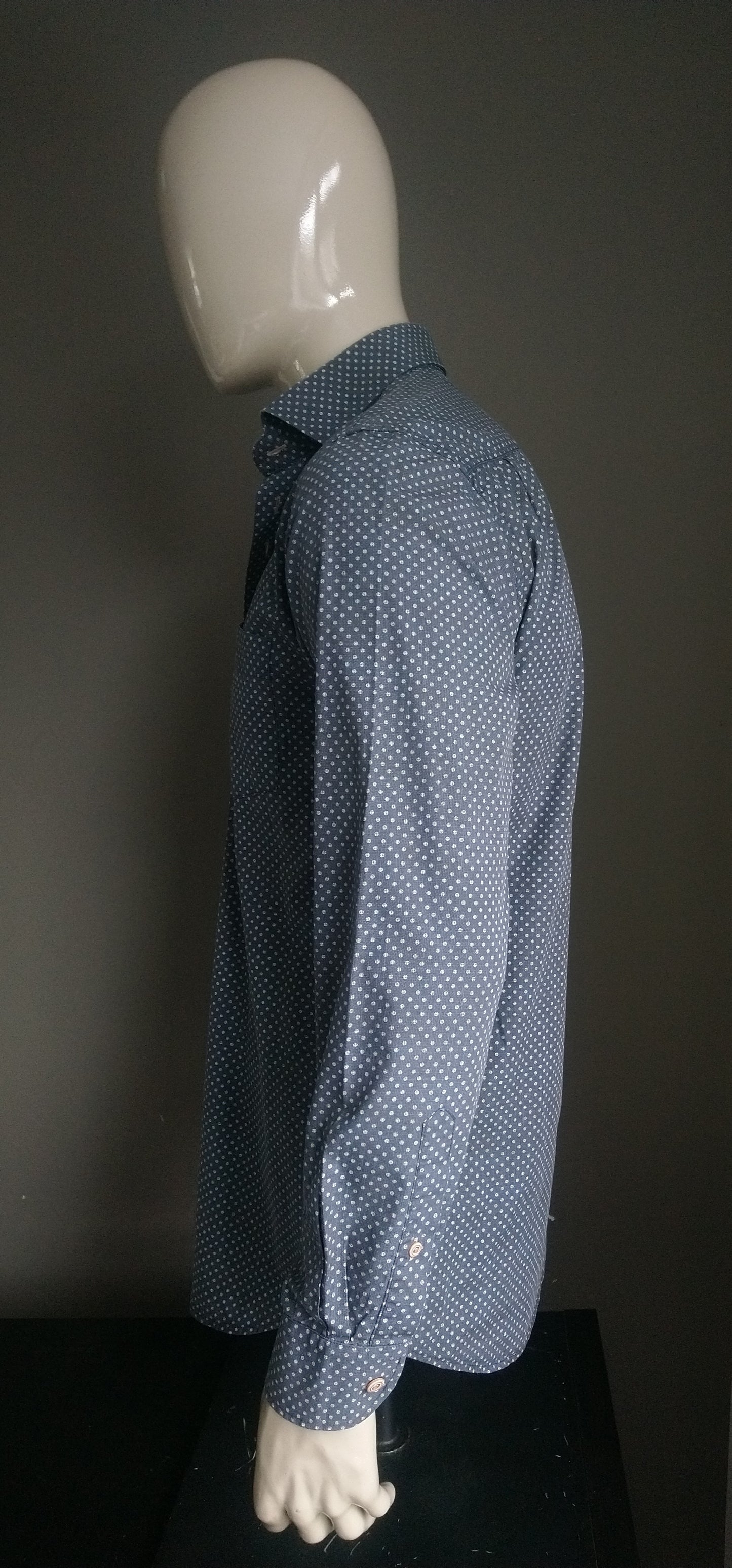 Camicia culturale. Stampa verde blu beige. Taglia M. Fit regolare.