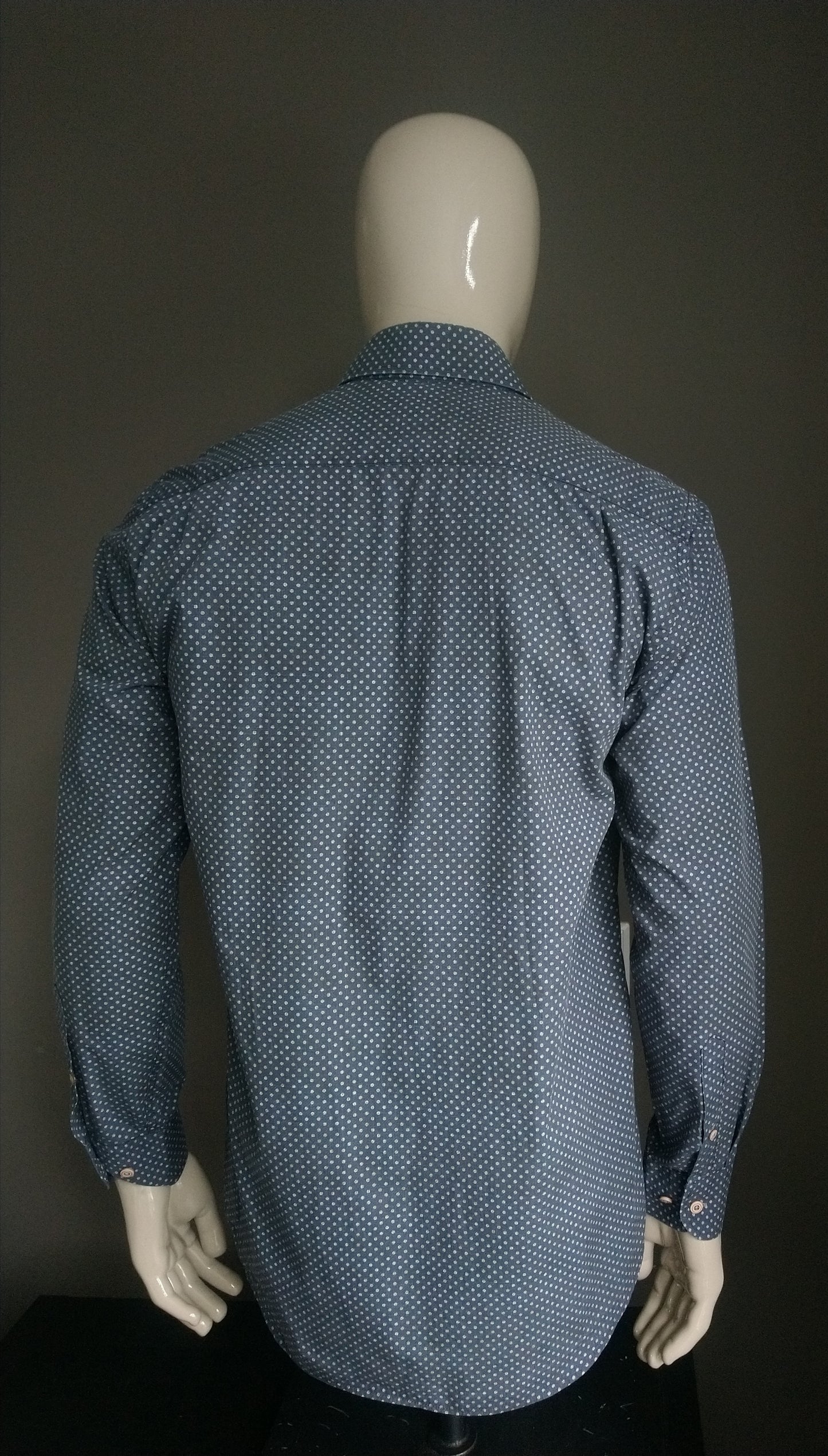 Camicia culturale. Stampa verde blu beige. Taglia M. Fit regolare.