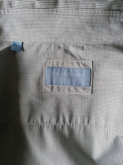 PROFUOMO HIMY Blue Shirt. Schwarzweiß kariert. Größe 40 / m