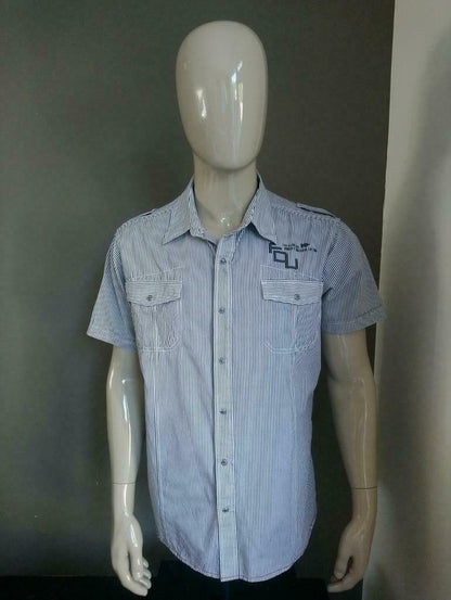 Cult edition shirt short sleeves. Gray white striped. Size XXL