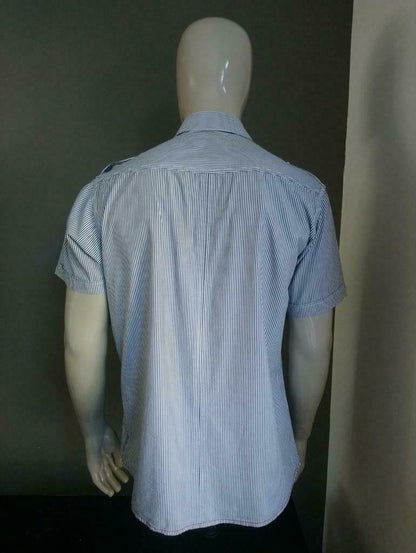 Cult edition shirt short sleeves. Gray white striped. Size XXL