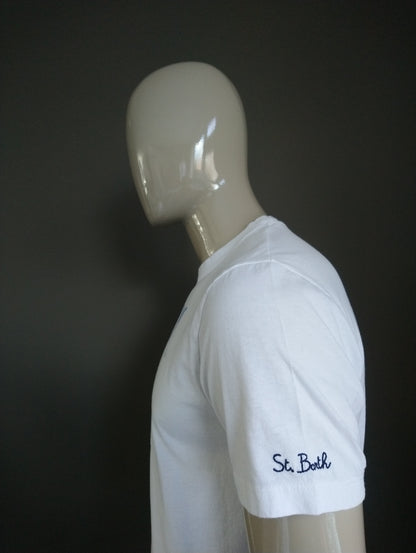 Shirt MC2 Saint Barth. Bianco con stampato "Happy Ending". Taglia L.