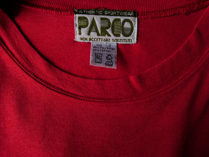 Camicia sportiva autentica Vintage Parco. Rosso con stampa. Dimensione S / M.