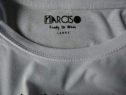 Narciso Ready to Wear shirt. White with print. Size L.