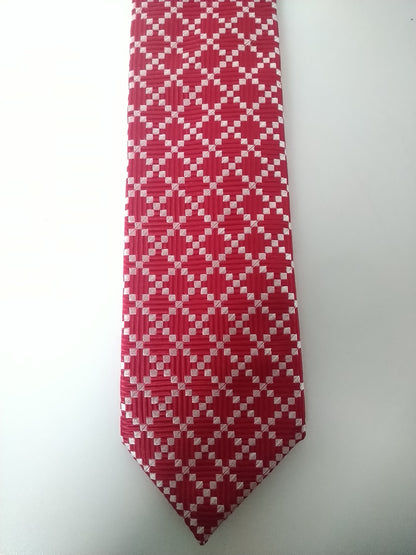 Segni & Diseuyi Tie. Motivo blanco rojo. 100% de seda.