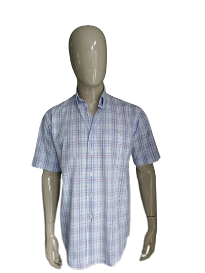 Sangan shirt short sleeve. Red blue white checkered. Size M.