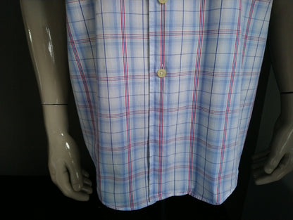 Sangan shirt short sleeve. Red blue white checkered. Size M.