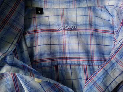 Sangan shirt short sleeve. Red blue white checkered. Size M.