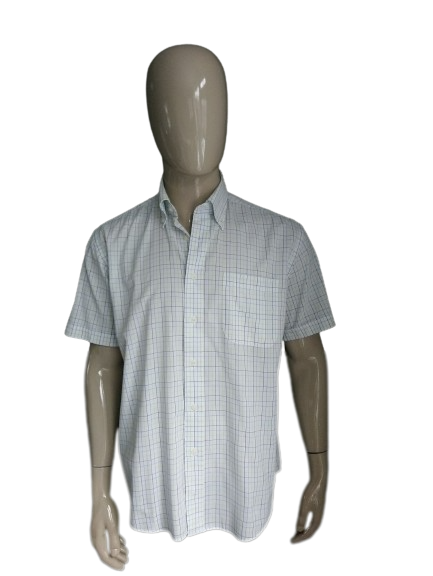Camisa Brixon manga corta. Verde azul blanco revisado. Tamaño 42 / L.