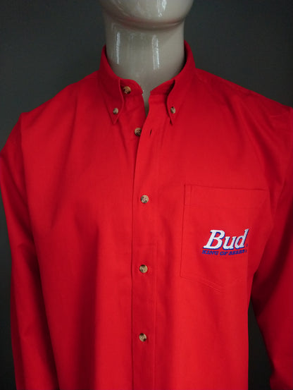 Chemise Bud / Budweiser "King of Beer". Rouge coloré. Taille xl. tissu plus épais. Nouveau!!