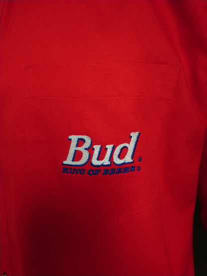 Chemise Bud / Budweiser "King of Beer". Rouge coloré. Taille xl. tissu plus épais. Nouveau!!