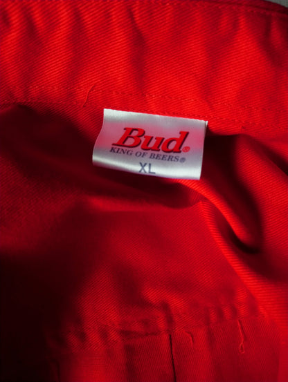 Chemise Bud / Budweiser "King of Beer". Rouge coloré. Taille xl. tissu plus épais. Nouveau!!