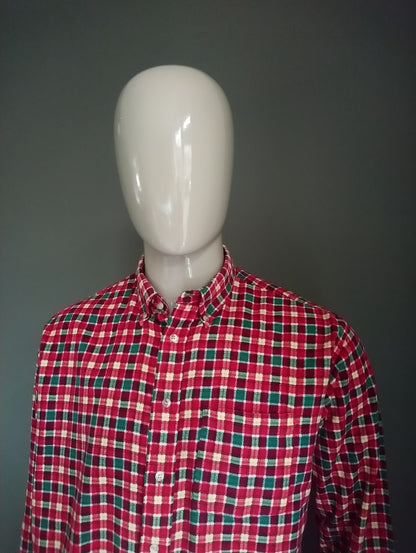 Vintage Flanell-Hemd. Rotes grünes Gelb kariert. Größe XL.