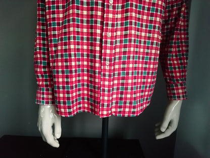 Vintage Flanell-Hemd. Rotes grünes Gelb kariert. Größe XL.